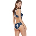 White-robot-blue-seamless-pattern Low Cut Ruffle Edge Bikini Set View3