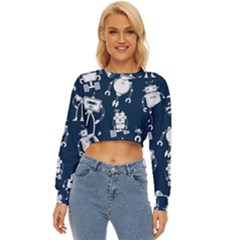 White-robot-blue-seamless-pattern Lightweight Long Sleeve Sweatshirt by Salman4z
