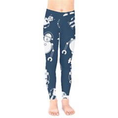 White-robot-blue-seamless-pattern Kids  Classic Winter Leggings by Salman4z