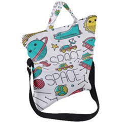 Space-cosmos-seamless-pattern-seamless-pattern-doodle-style Fold Over Handle Tote Bag by Salman4z