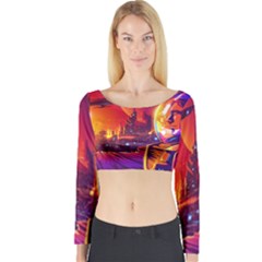 Far-future-human-colonization Long Sleeve Crop Top by Salman4z
