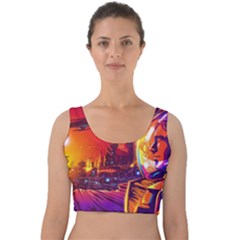 Far-future-human-colonization Velvet Crop Top by Salman4z