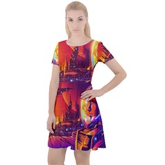 Far-future-human-colonization Cap Sleeve Velour Dress  by Salman4z