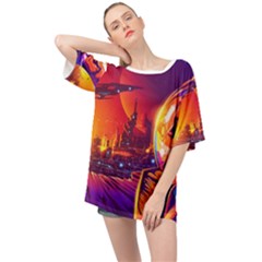 Far-future-human-colonization Oversized Chiffon Top by Salman4z