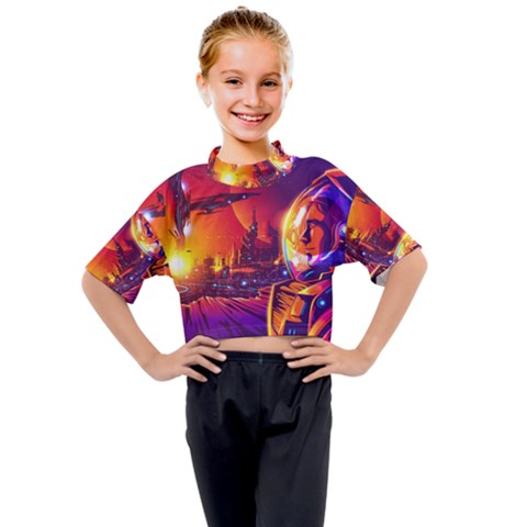 Far-future-human-colonization Kids Mock Neck Tee by Salman4z
