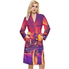 Far-future-human-colonization Long Sleeve Velvet Robe by Salman4z