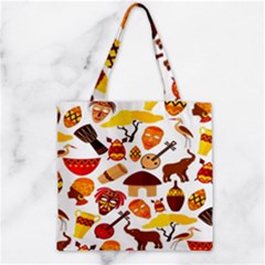 Africa-jungle-ethnic-tribe-travel-seamless-pattern-vector-illustration Zipper Grocery Tote Bag by Salman4z