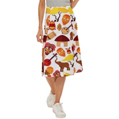 Africa-jungle-ethnic-tribe-travel-seamless-pattern-vector-illustration Midi Panel Skirt by Salman4z