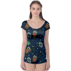 Monster-alien-pattern-seamless-background Boyleg Leotard  by Salman4z
