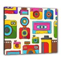 Retro-cameras-audio-cassettes-hand-drawn-pop-art-style-seamless-pattern Canvas 24  x 20  (Stretched) View1