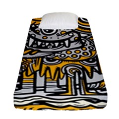 Crazy-abstract-doodle-social-doodle-drawing-style Fitted Sheet (single Size) by Salman4z