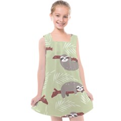 Sloths-pattern-design Kids  Cross Back Dress by Salman4z