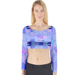 Seamless-pattern-pastel-galaxy-future Long Sleeve Crop Top by Salman4z