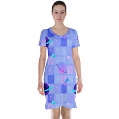 Seamless-pattern-pastel-galaxy-future Short Sleeve Nightdress by Salman4z
