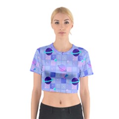 Seamless-pattern-pastel-galaxy-future Cotton Crop Top by Salman4z