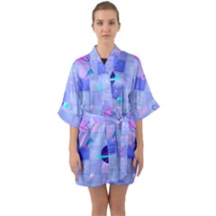 Seamless-pattern-pastel-galaxy-future Half Sleeve Satin Kimono  by Salman4z