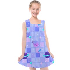 Seamless-pattern-pastel-galaxy-future Kids  Cross Back Dress by Salman4z