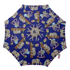 Hand-drawn-cute-sloth-pattern-background Hook Handle Umbrellas (small) by Salman4z