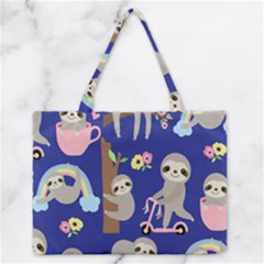 Hand-drawn-cute-sloth-pattern-background Zipper Medium Tote Bag by Salman4z