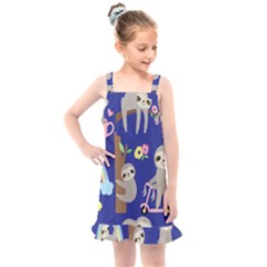 Hand-drawn-cute-sloth-pattern-background Kids  Overall Dress by Salman4z
