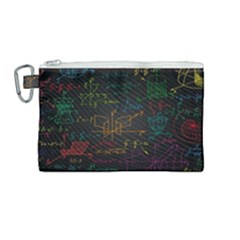 Mathematical-colorful-formulas-drawn-by-hand-black-chalkboard Canvas Cosmetic Bag (medium) by Salman4z