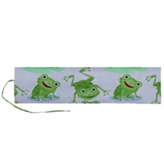 Cute-green-frogs-seamless-pattern Roll Up Canvas Pencil Holder (l) by Salman4z