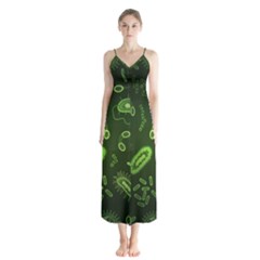 Bacteria-virus-seamless-pattern-inversion Button Up Chiffon Maxi Dress by Salman4z