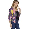 Exotic-seamless-pattern-with-parrots-fruits Women s Casual 3/4 Sleeve Spring Jacket View3