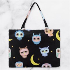 Cute-owl-doodles-with-moon-star-seamless-pattern Zipper Medium Tote Bag by Salman4z