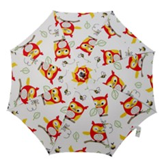 Seamless-pattern-vector-owl-cartoon-with-bugs Hook Handle Umbrellas (medium) by Salman4z