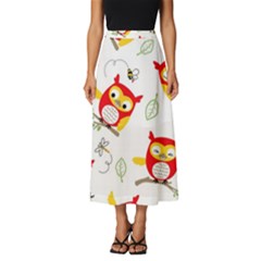 Seamless-pattern-vector-owl-cartoon-with-bugs Classic Midi Chiffon Skirt by Salman4z