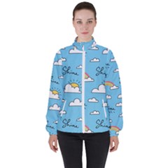 Sky-pattern Women s High Neck Windbreaker by Salman4z