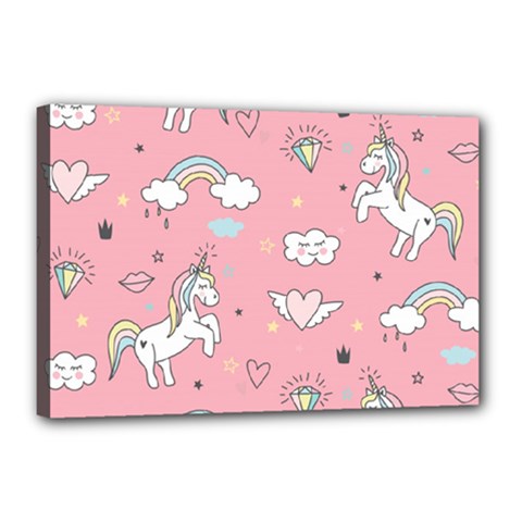 Cute-unicorn-seamless-pattern Canvas 18  X 12  (stretched) by Salman4z