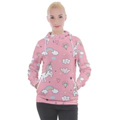 Cute-unicorn-seamless-pattern Women s Hooded Pullover by Salman4z