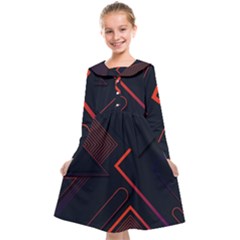 Gradient-geometric-shapes-dark-background-design Kids  Midi Sailor Dress by Salman4z