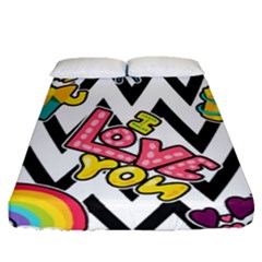 Vector-romantic-love-seamless-pattern Fitted Sheet (queen Size) by Salman4z