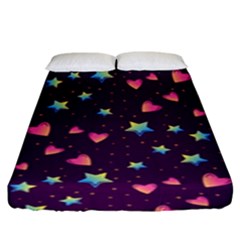 Colorful-stars-hearts-seamless-vector-pattern Fitted Sheet (king Size) by Salman4z