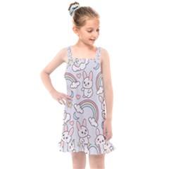Seamless-pattern-with-cute-rabbit-character Kids  Overall Dress by Salman4z