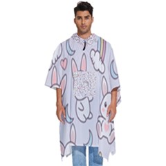 Seamless-pattern-with-cute-rabbit-character Men s Hooded Rain Ponchos by Salman4z