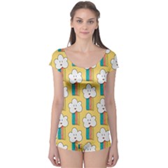 Smile-cloud-rainbow-pattern-yellow Boyleg Leotard  by Salman4z