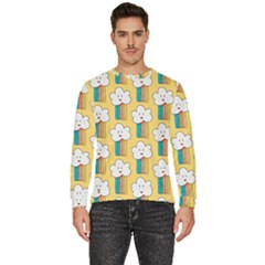 Smile-cloud-rainbow-pattern-yellow Men s Fleece Sweatshirt by Salman4z