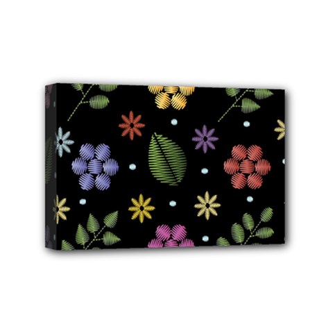 Embroidery-seamless-pattern-with-flowers Mini Canvas 6  X 4  (stretched) by Salman4z