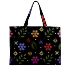 Embroidery-seamless-pattern-with-flowers Zipper Mini Tote Bag by Salman4z