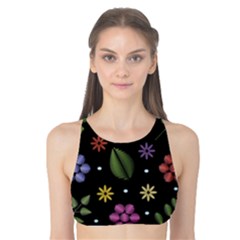 Embroidery-seamless-pattern-with-flowers Tank Bikini Top by Salman4z