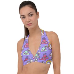 Cloud-seamless-pattern -- Halter Plunge Bikini Top by Salman4z