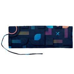 Gradient Geometric Shapes Dark Background Roll Up Canvas Pencil Holder (m) by Salman4z