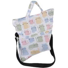 Cute-cat-colorful-cartoon-doodle-seamless-pattern Fold Over Handle Tote Bag by Salman4z