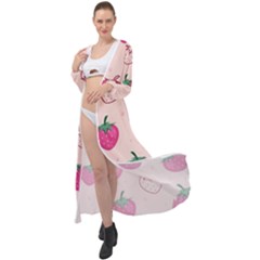 Seamless-strawberry-fruit-pattern-background Maxi Chiffon Beach Wrap by Salman4z