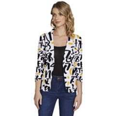 Letters-pattern Women s One-button 3/4 Sleeve Short Jacket by Salman4z