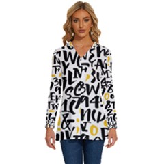 Letters-pattern Long Sleeve Drawstring Hooded Top by Salman4z